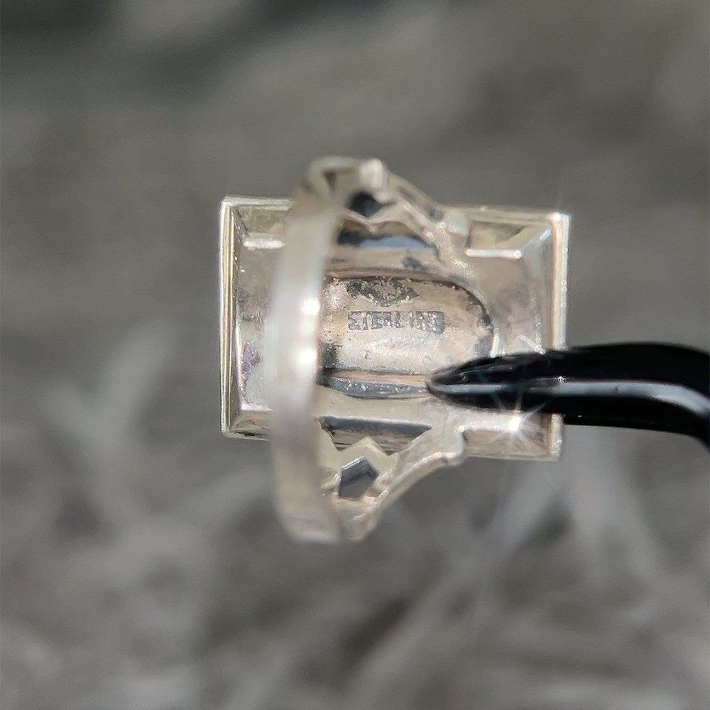 Sterling Silver Rectangular Marcasite Ring - image 5